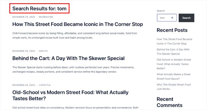Search by author results