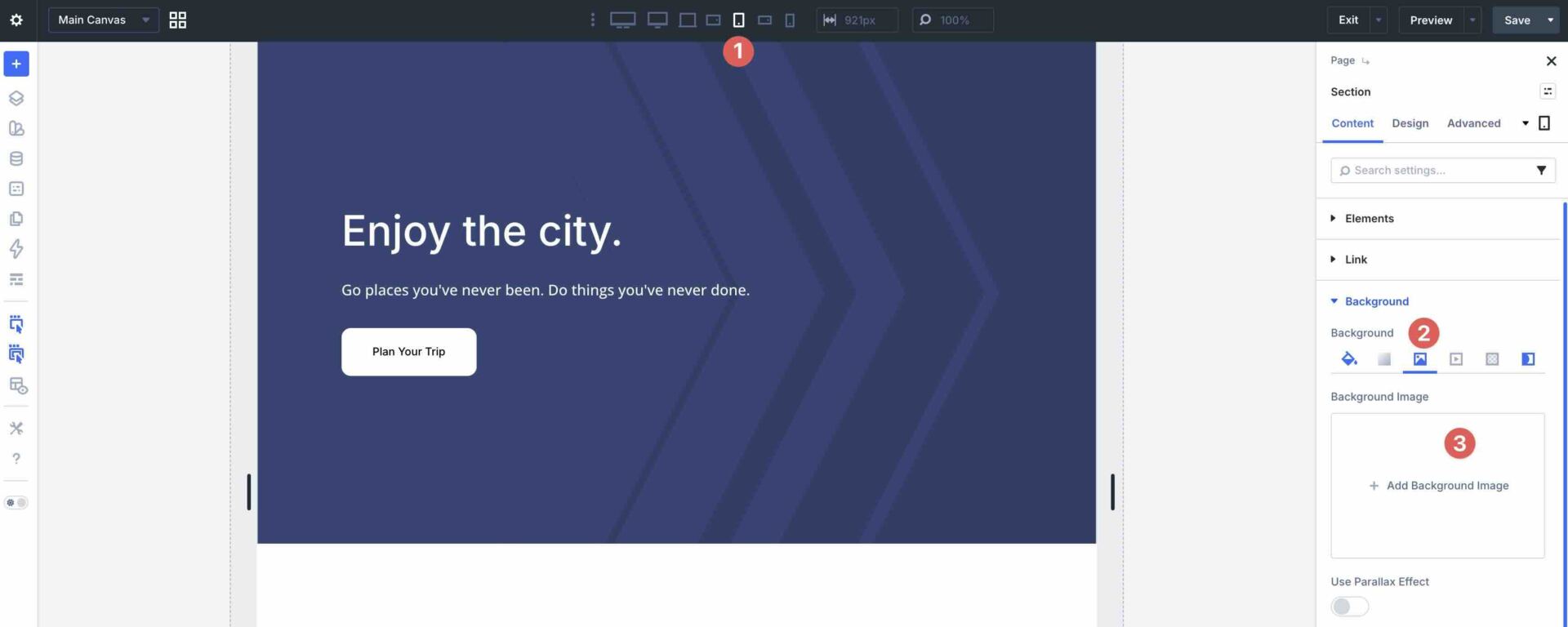removing background settings on mobile in Divi 5
