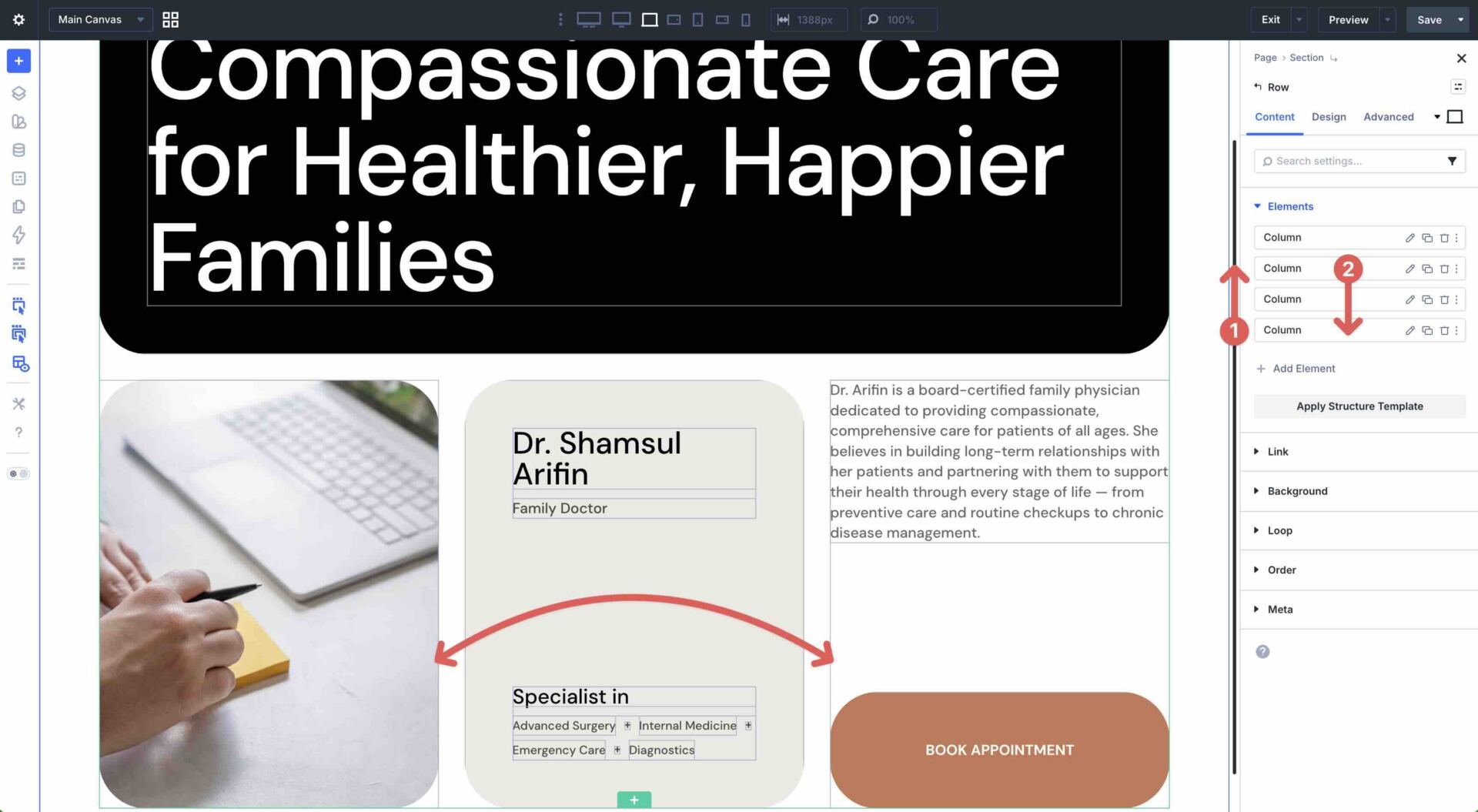 reorder columns in Divi 5