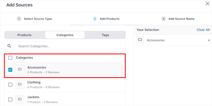 Adding an entire WooCommerce category to the source