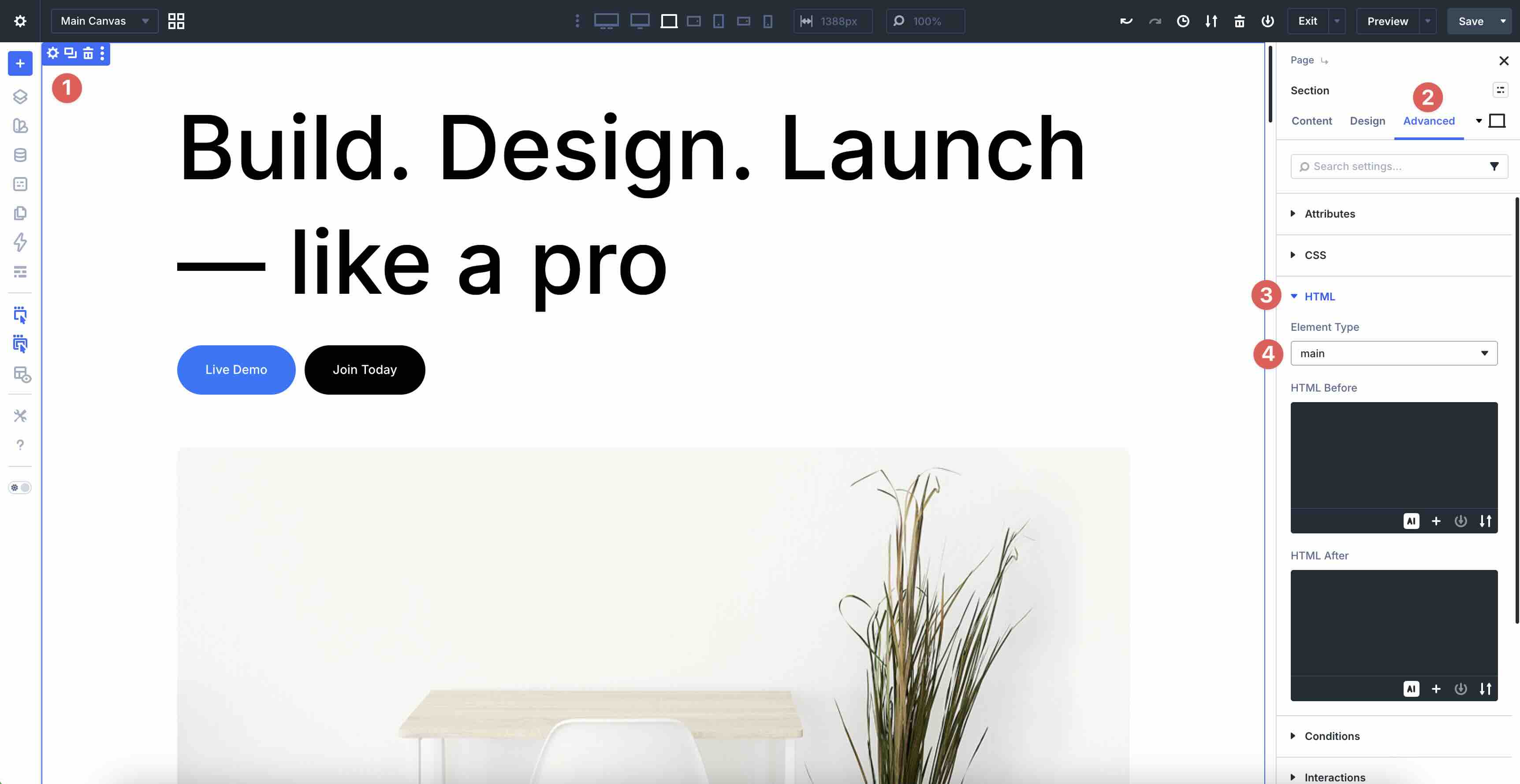 setting semantic elements