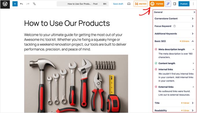 AIOSEO Settings in Right Pane