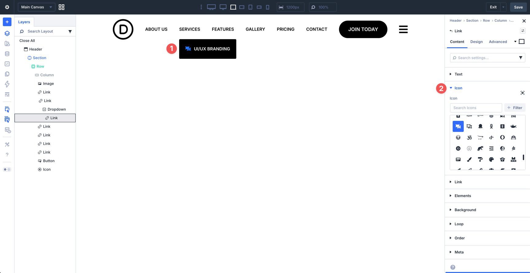 link module icon options