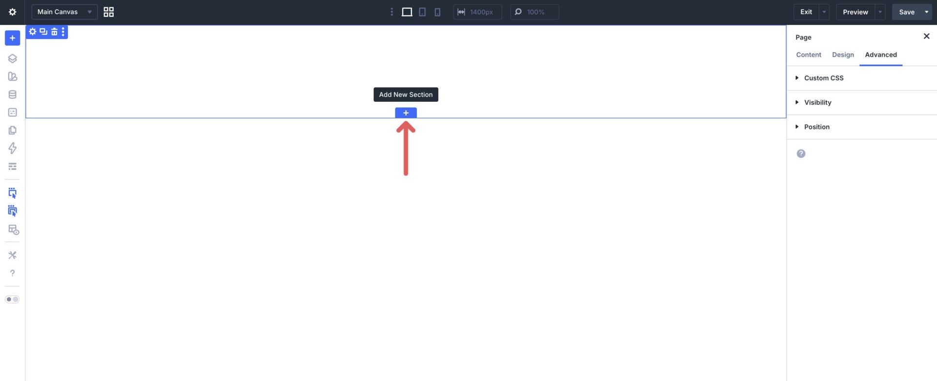 Add section in Divi 5