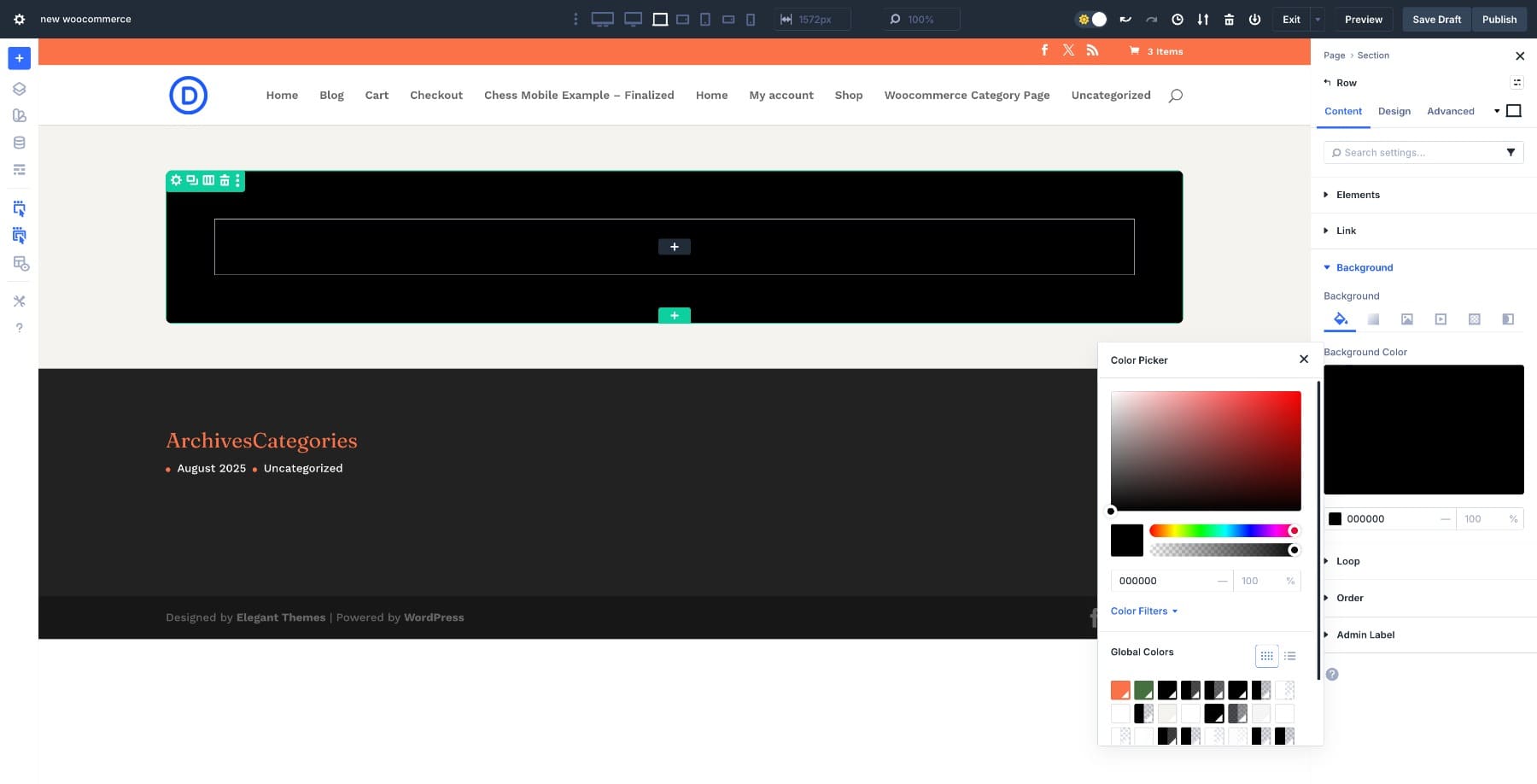 Set row background color in Divi 5