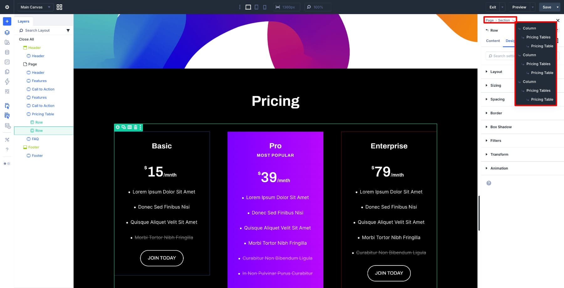 Breadcrumbs in Divi 5 settings panel
