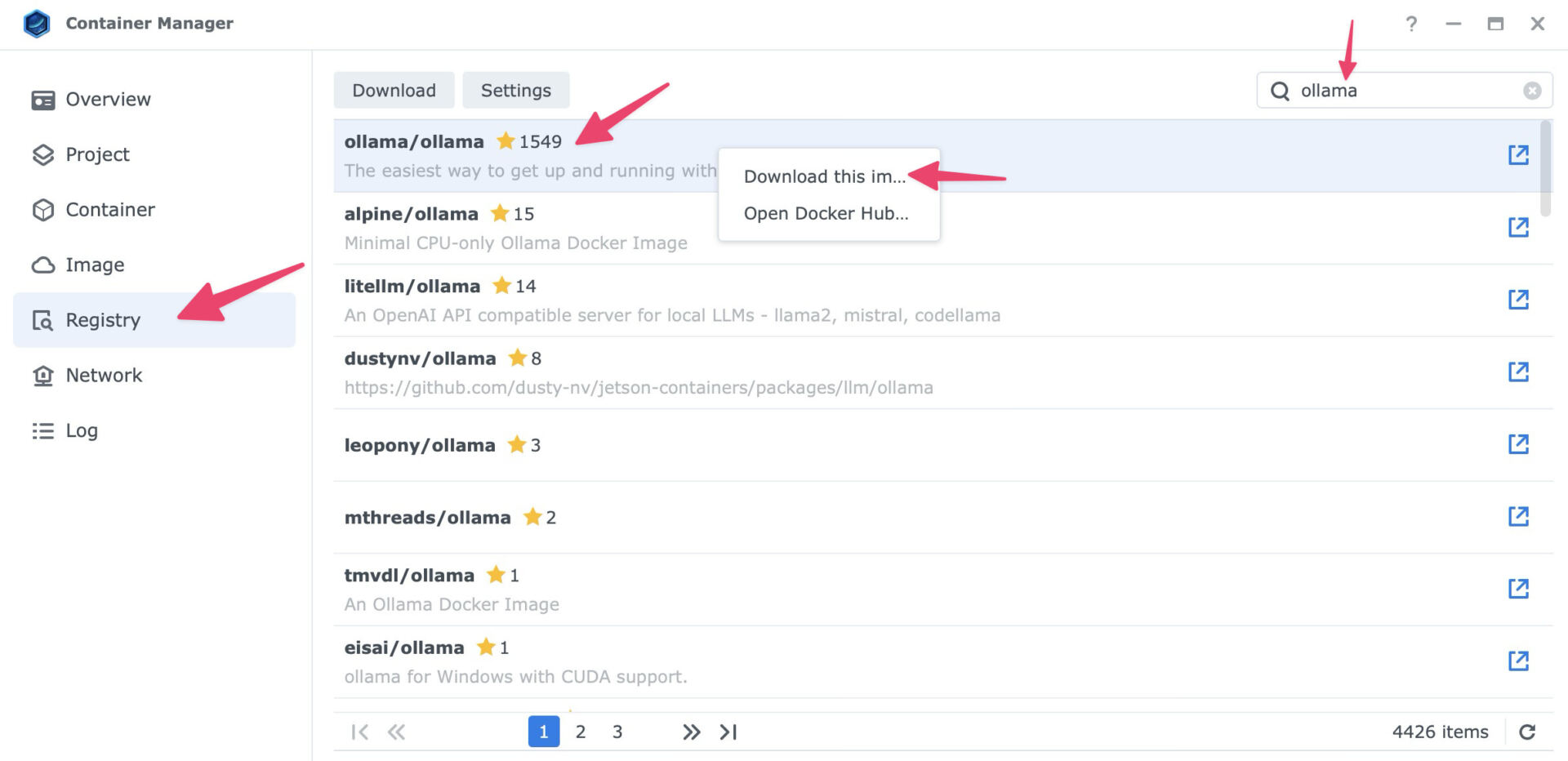 Download Ollama image