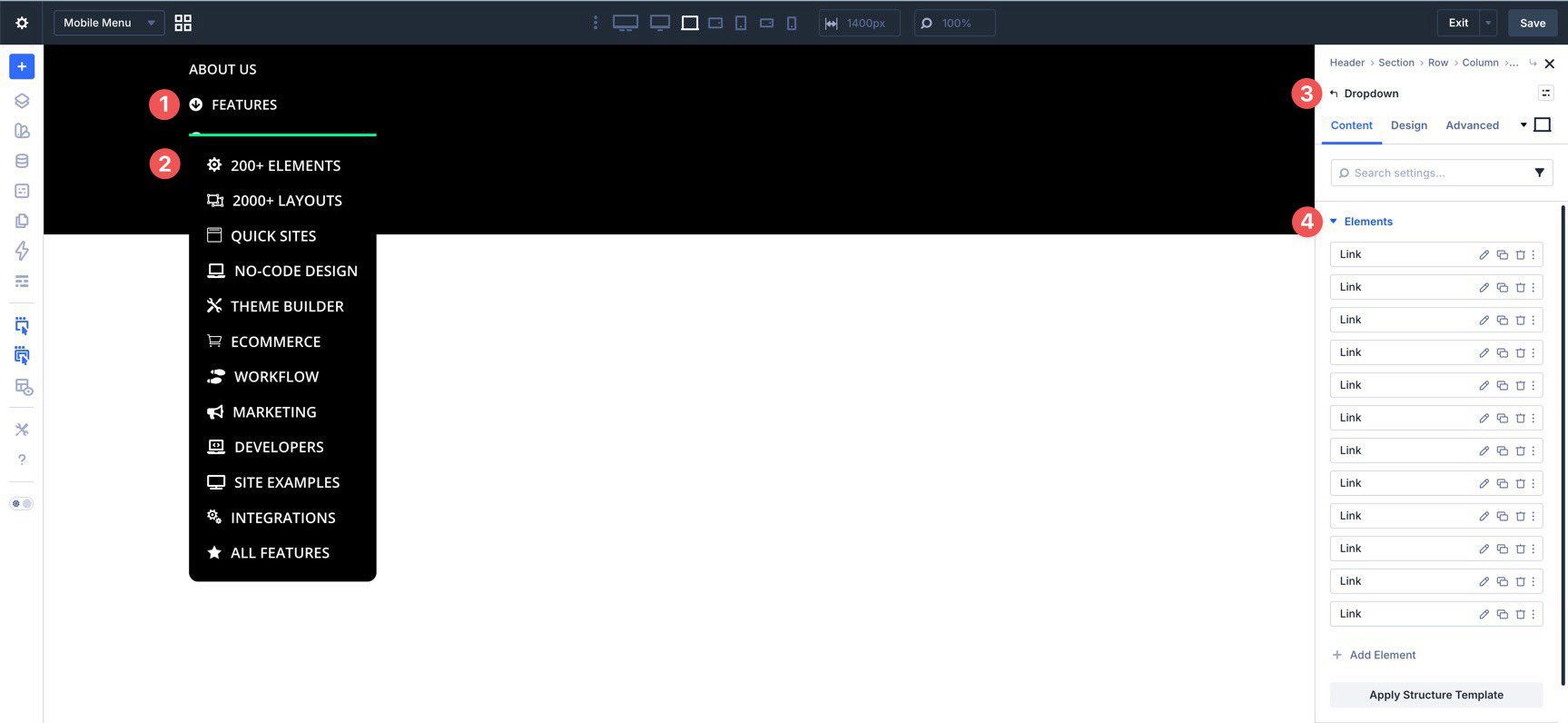 Style dropdown links in a mobile menu in Divi 5