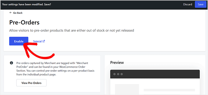 Enable the Pre-Orders module in Merchant