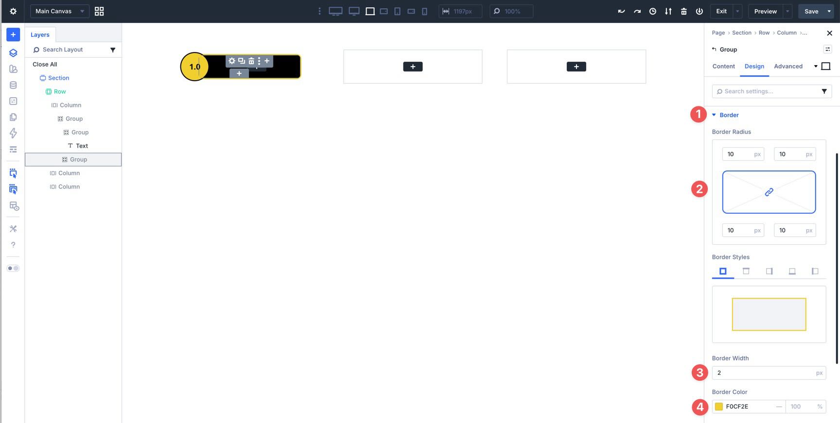 Group border styles in Divi 5
