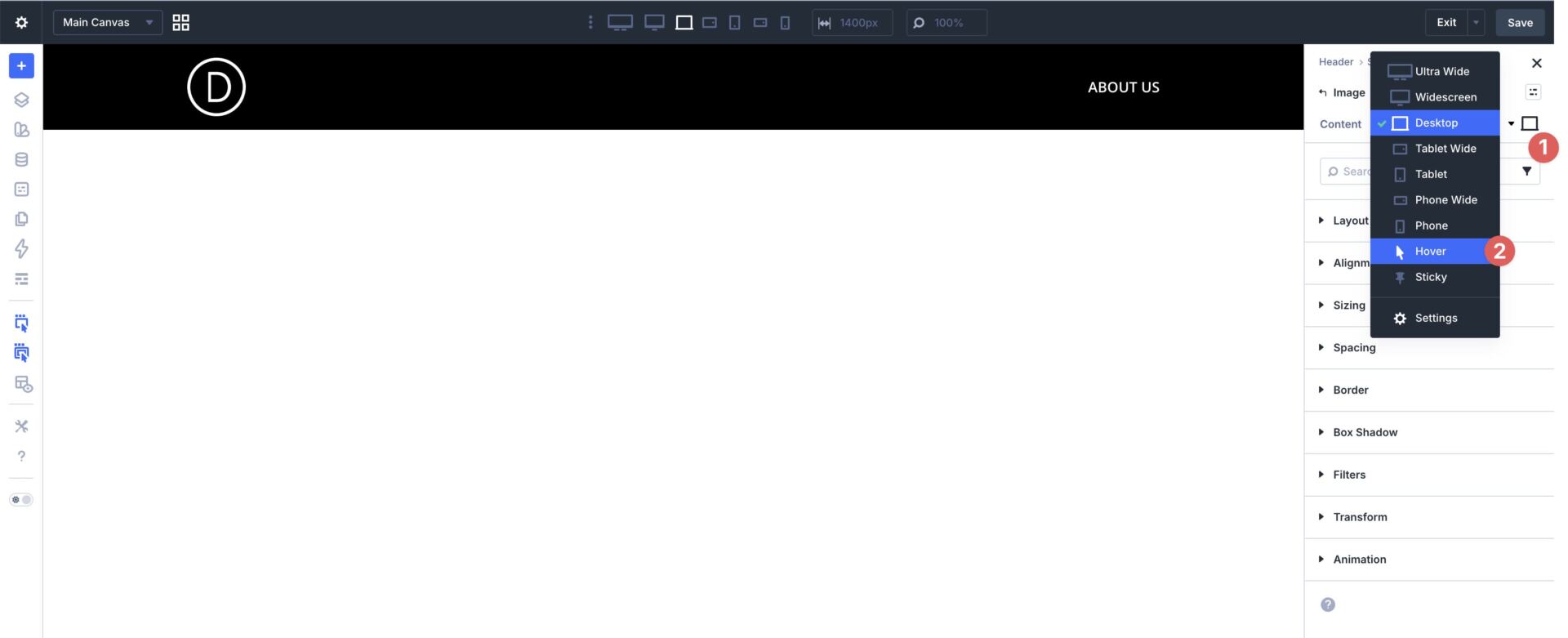 Hover settings for a Link module in Divi 5