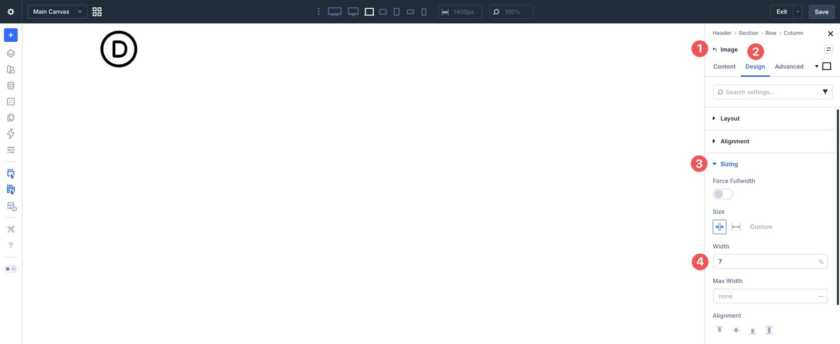 adjusting image width in Divi 5