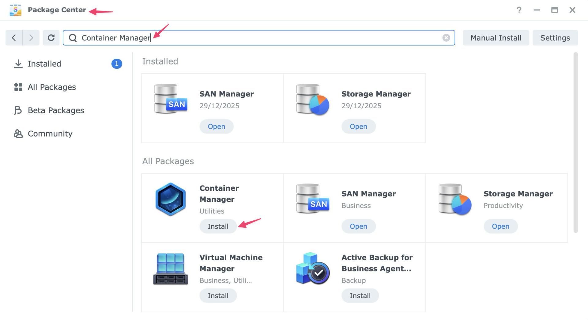 Install Container Manager