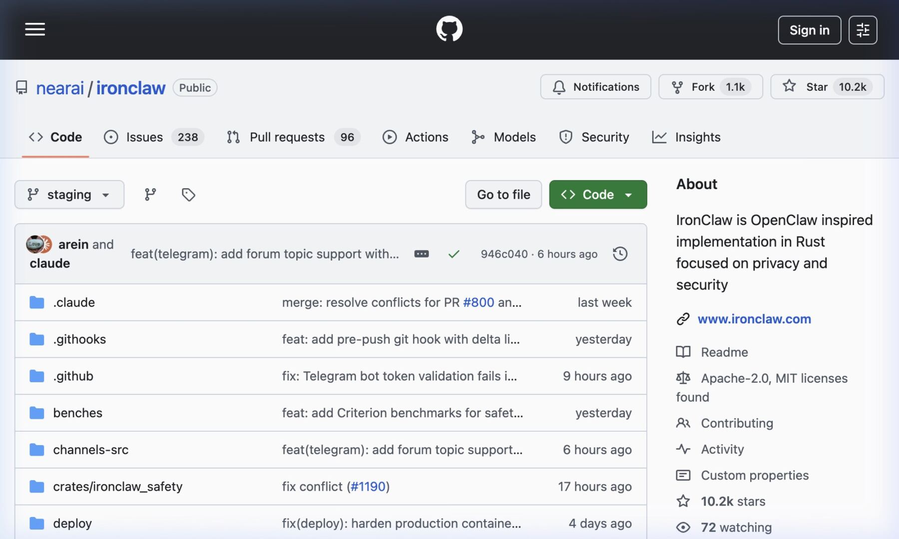 IronClaw security interface