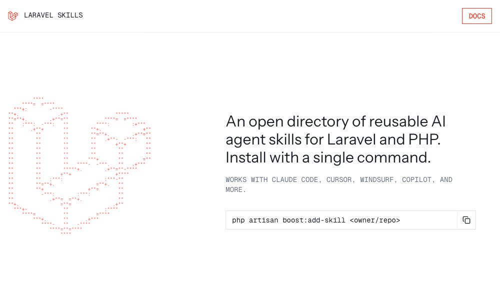 Laravel Skills website homepage