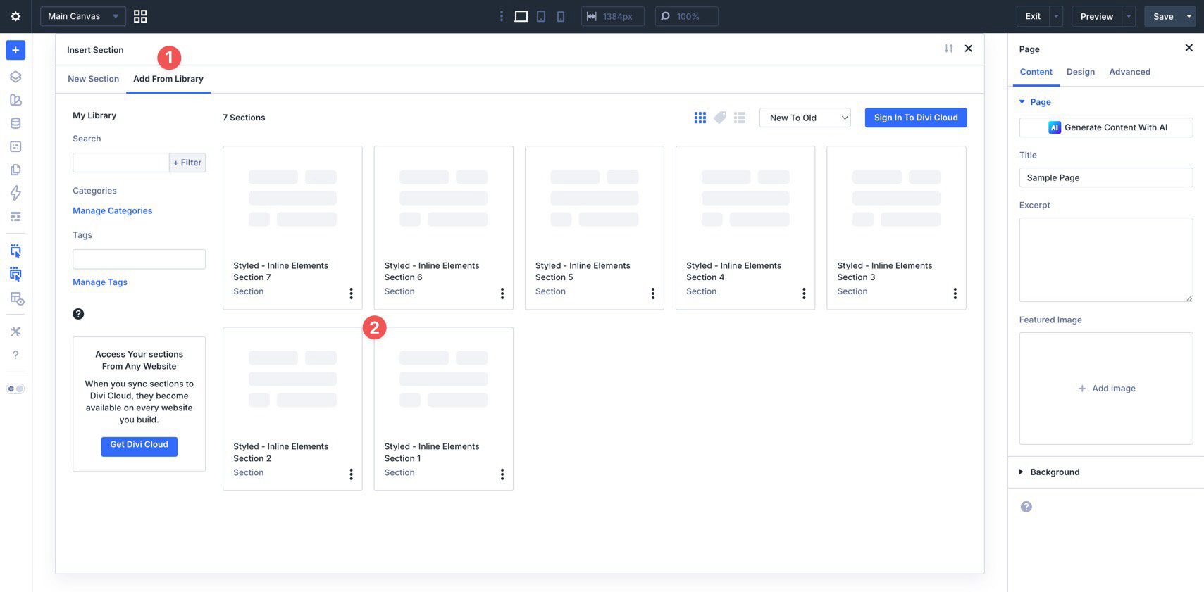 select a layout from the Divi Library