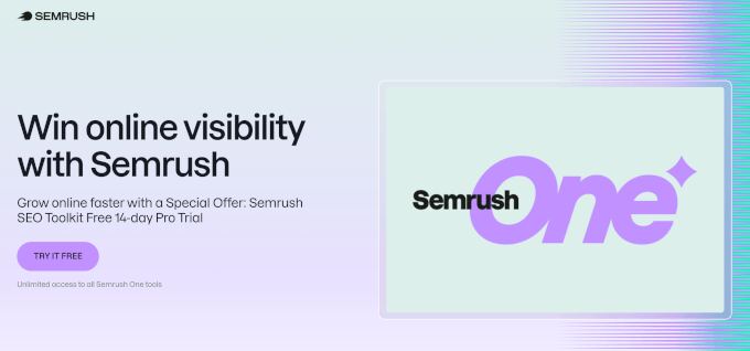 Semrush One's homepage