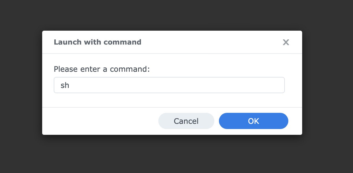 Shell command entered