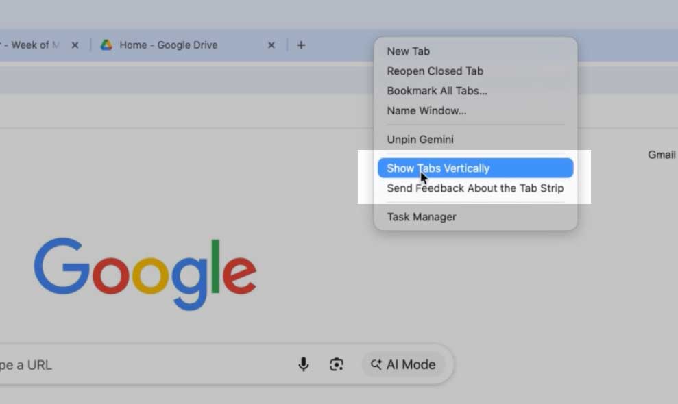 Show tabs vertically