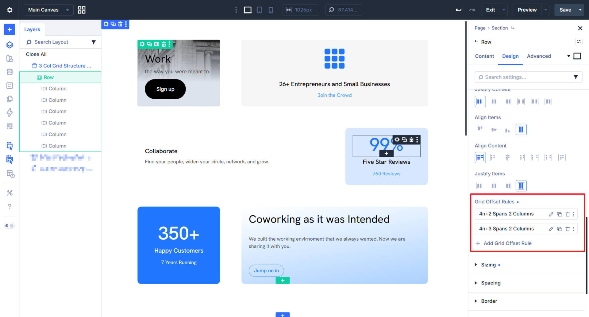 Grid Offset Rules in the Divi 5 Layout option group