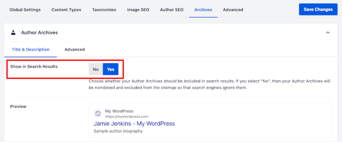 Enabling search results for Author Archive page