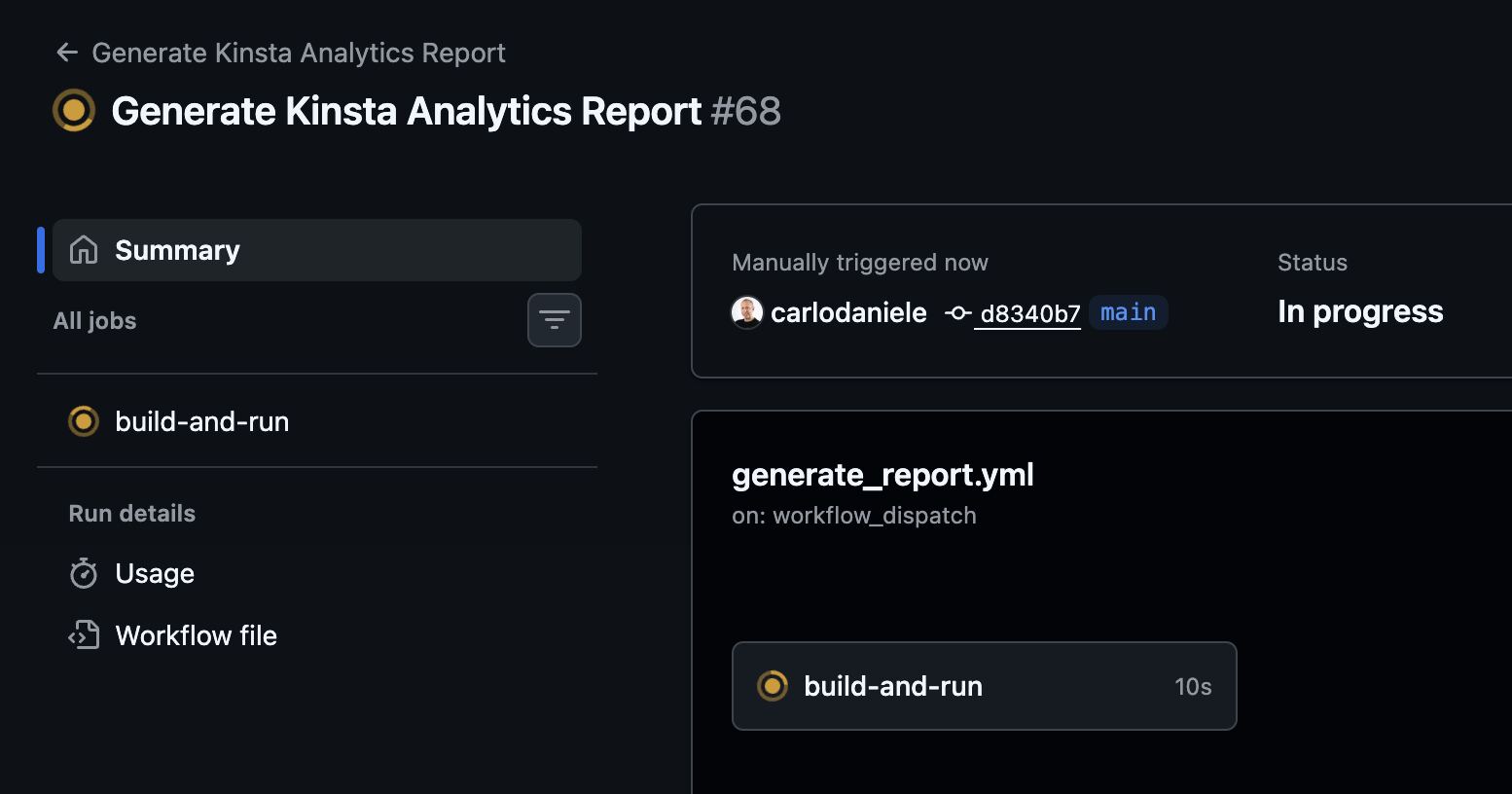 The Upload Report section provides the link to the PDF report.