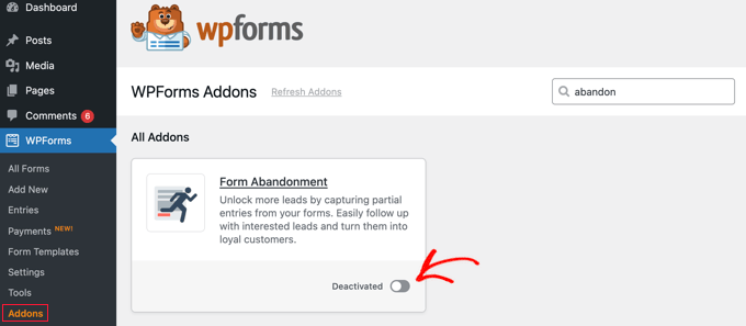 WPForms Form Abandonment Addon