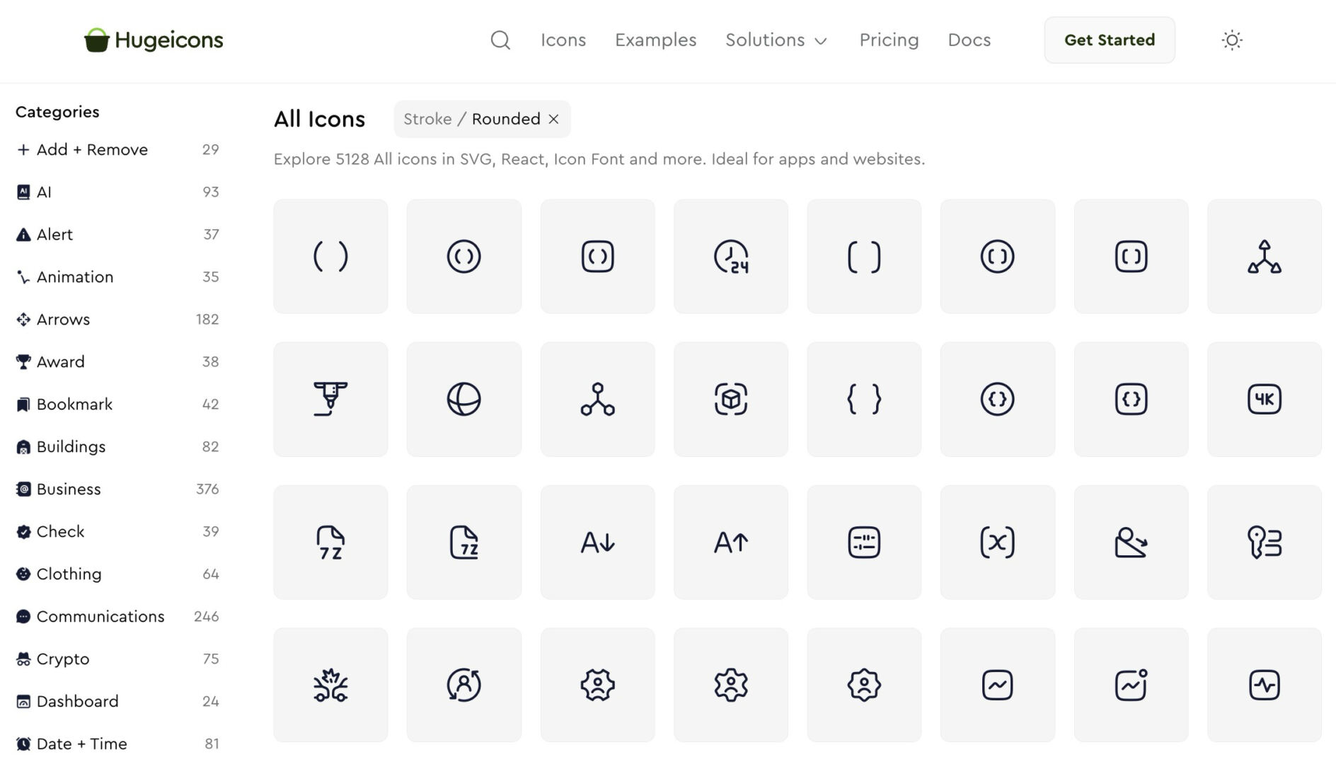 Hugeicons homepage