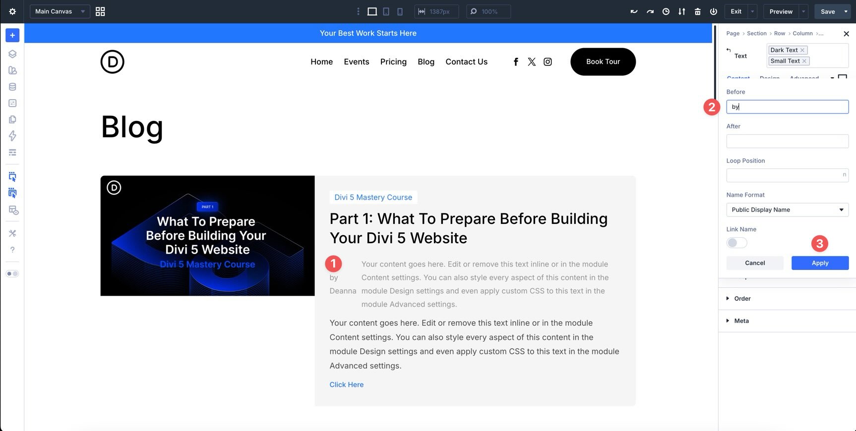 Assign Loop Author dynamic content in Divi 5