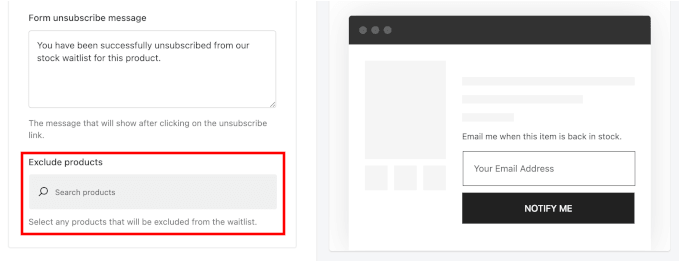 Exclude product configuration