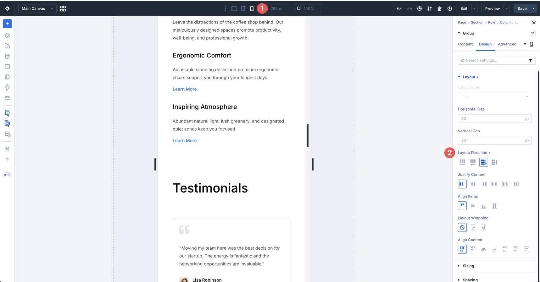 Mobile Layout Direction setting in Divi 5