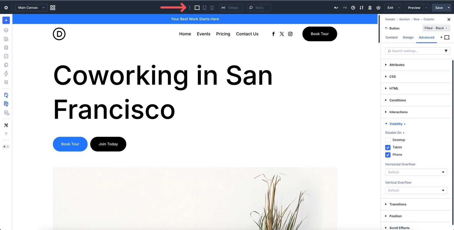 Responsive breakpoint ellipsis menu in Divi 5