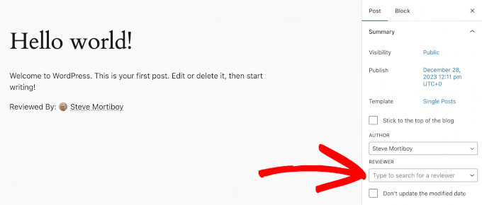 Reviewer dropdown AIOSEO
