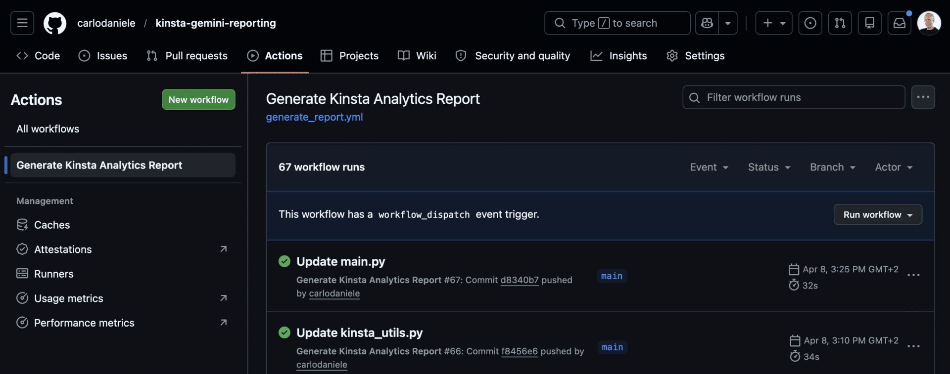 Run GitHub workflow.