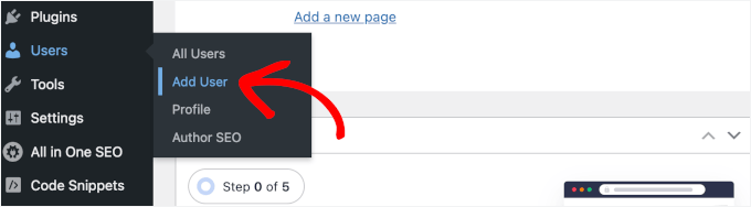Adding a new user in WordPress