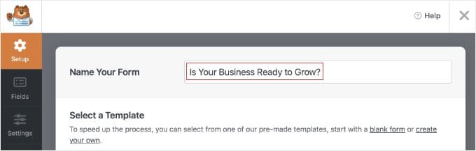 Adding a Quiz Title in WPForms