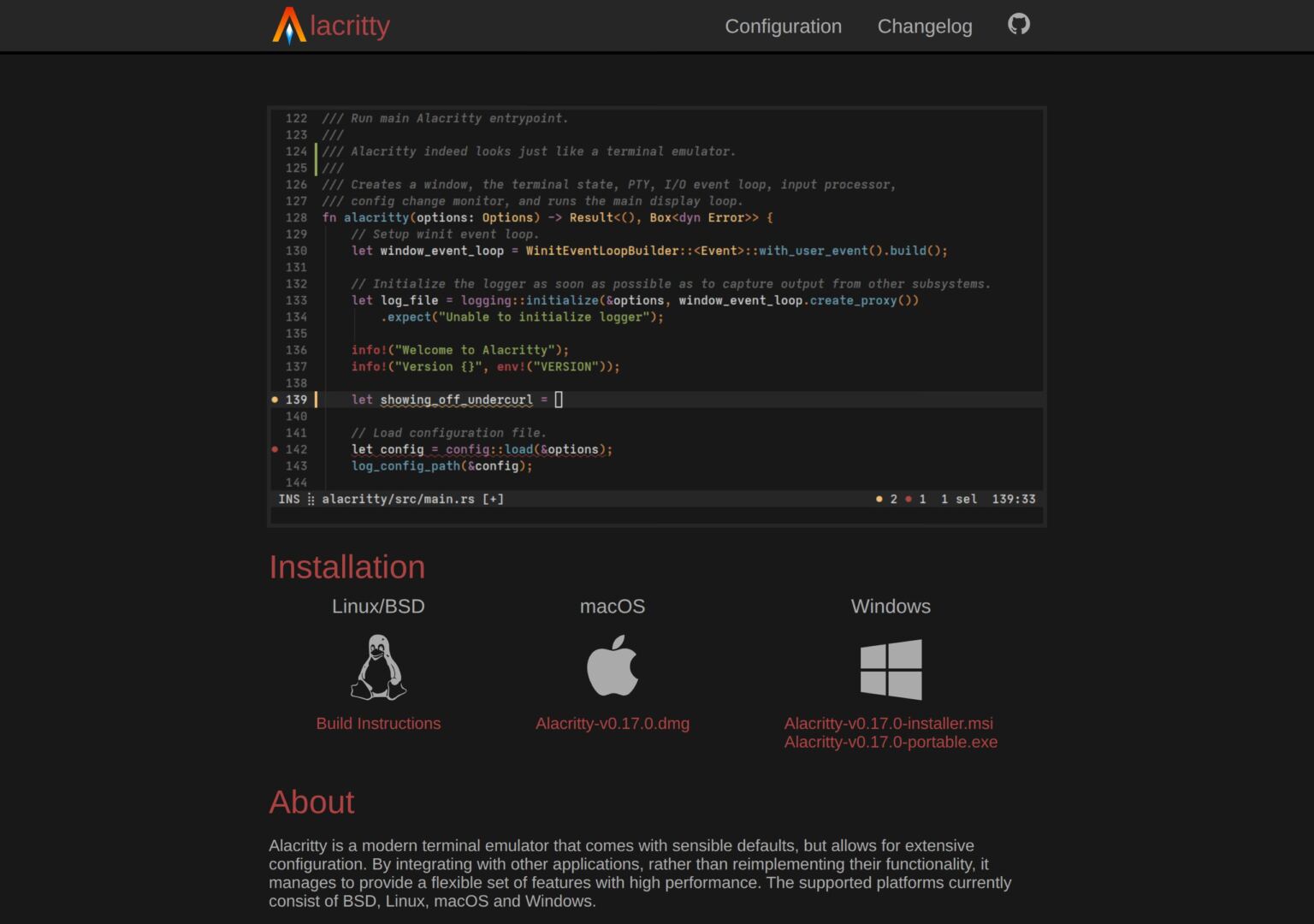 Alacritty GPU-accelerated terminal