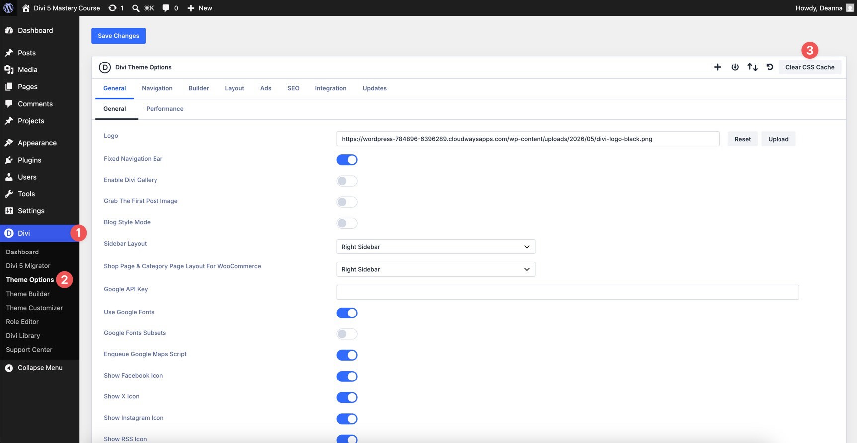 Clear Divi static CSS cache before launch