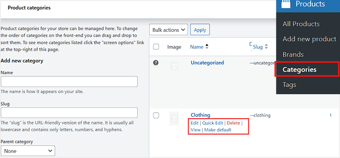 Edit a category in WooCommerce