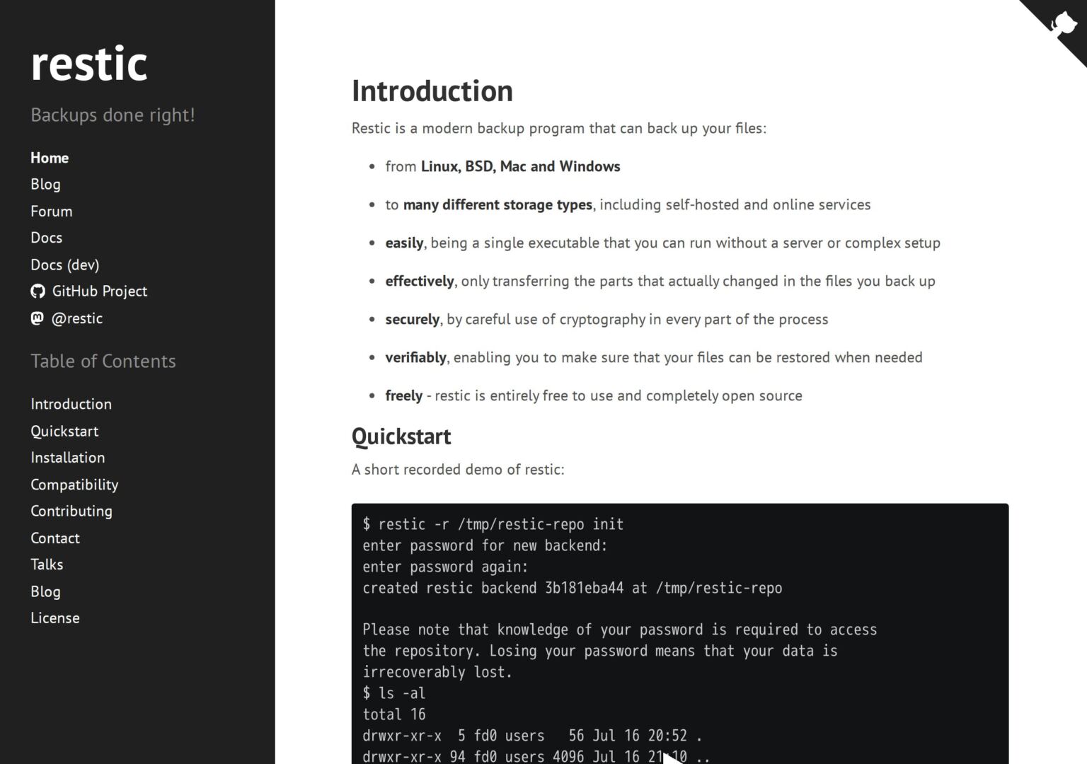 Restic backup tool