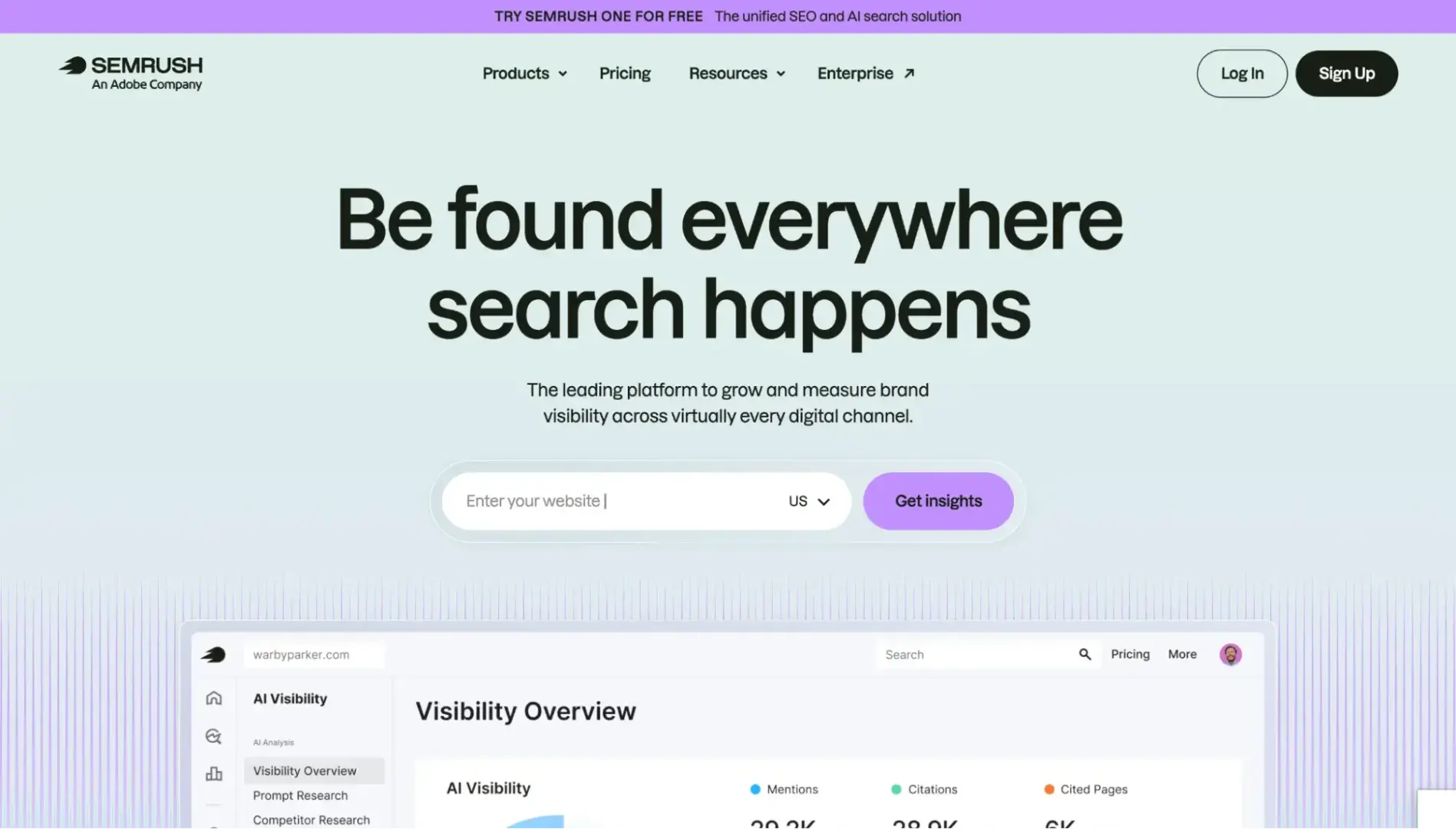 Semrush homepage