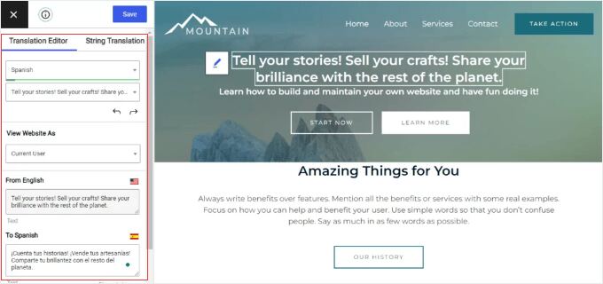 TranslatePress Visual Editor