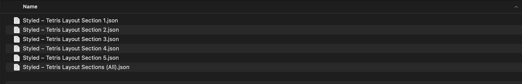 Tetris JSON files