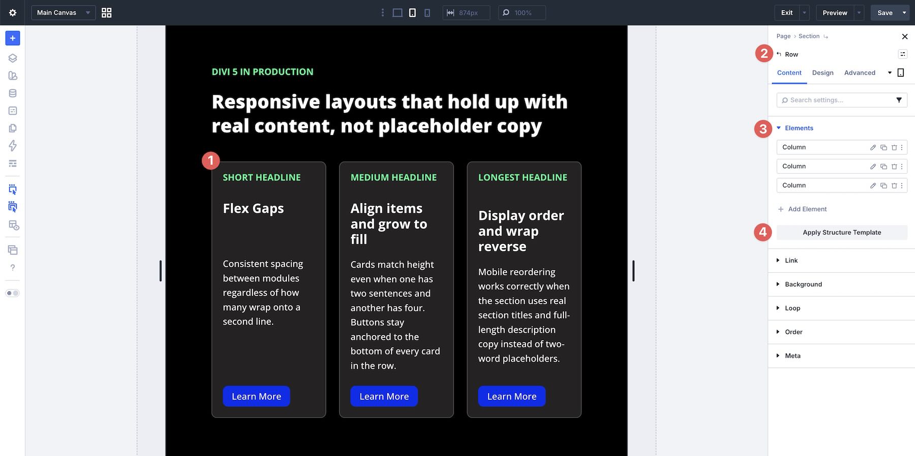 apply structure templates in Divi 5