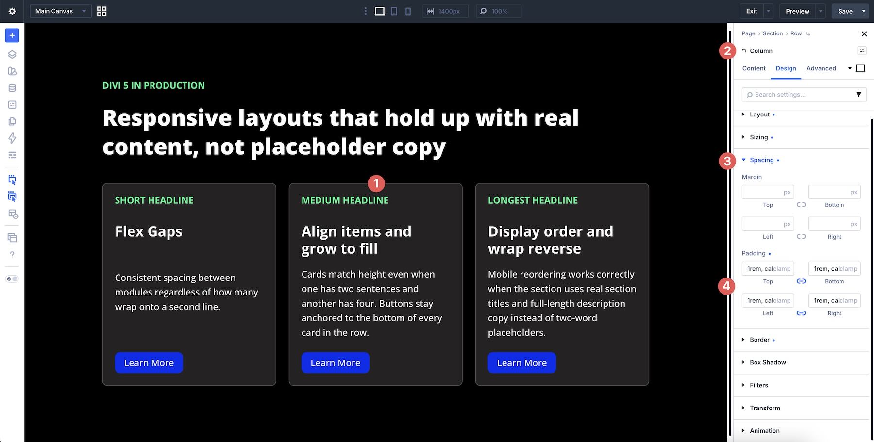using padding in Divi 5