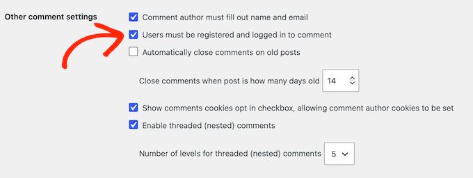 Requiring user registration before allowing comments 