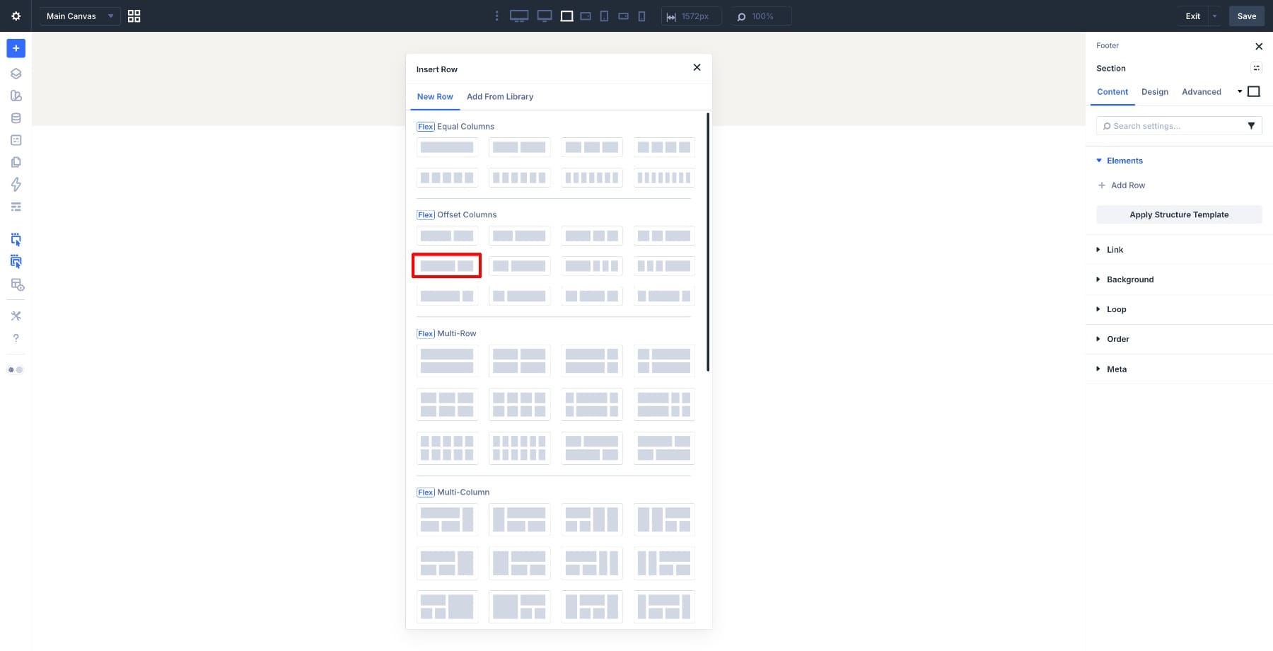 Adding a Flex Offset 2-column row in Divi 5