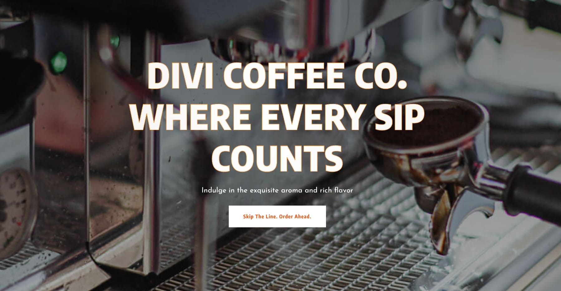 Coffee hero heading with gradient fill and orange text stroke