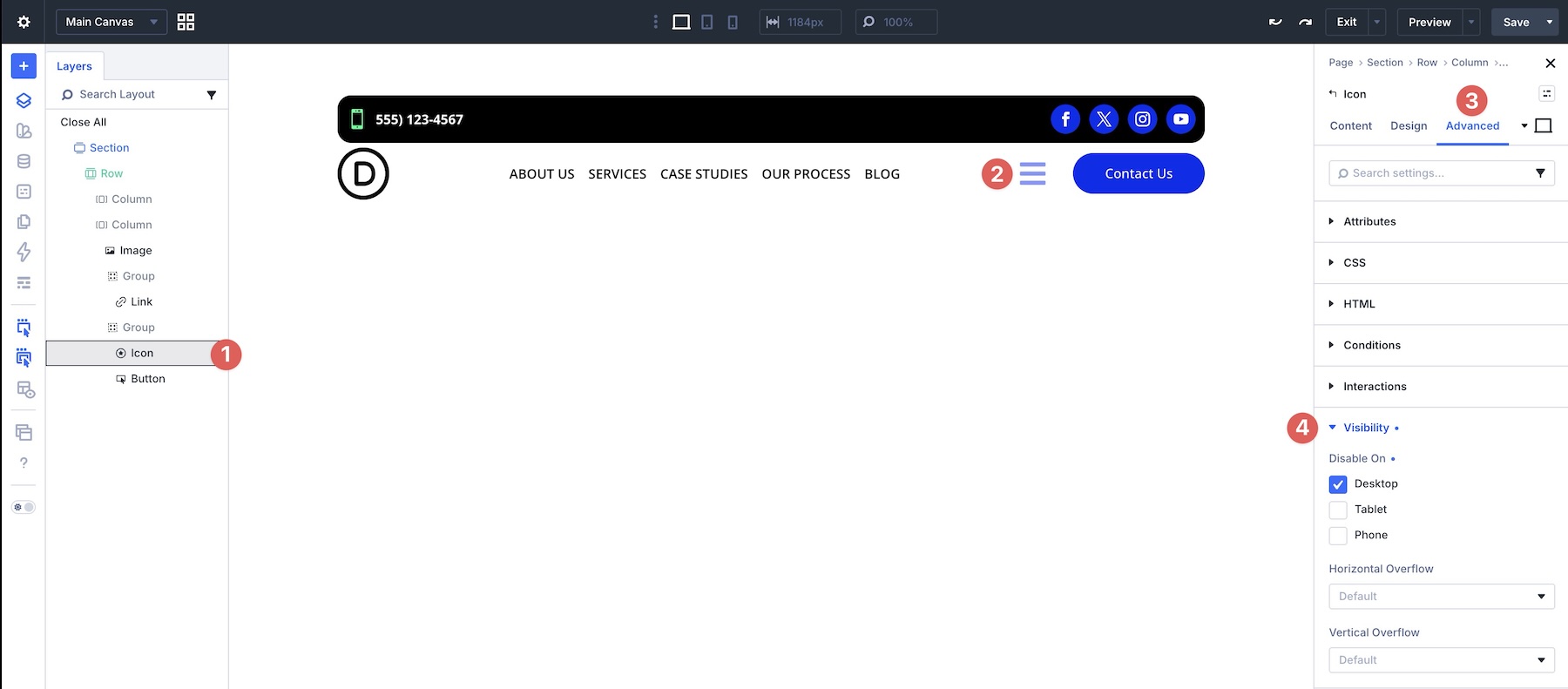 icon visibility settings