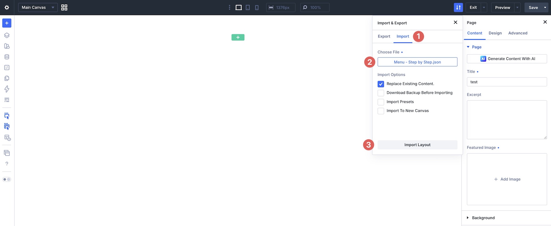 import page layout into Divi 5